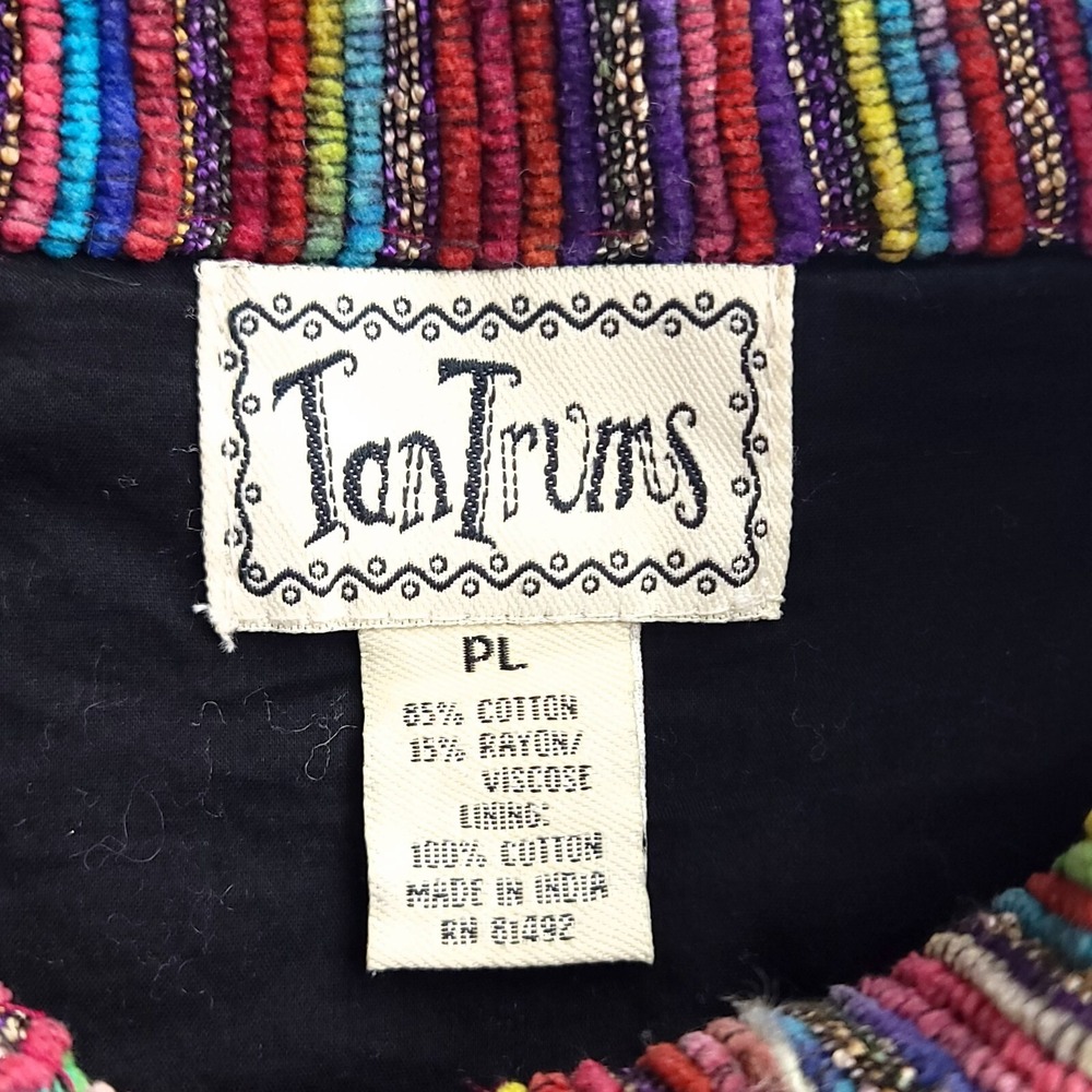 TanTrums Rainbow Striped Corded Jacket Women‎ Multicolor Boho Art to Wear PL - Picture 6 of 7